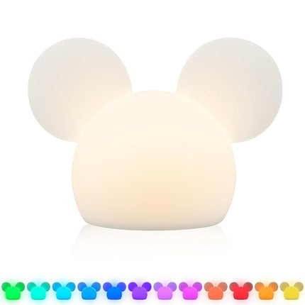 Disney Mickey Mouse Squishy Light, Color Changing, Night Light for Kids, USB Lamp, Battery Operated, Dimmable, Ideal for Bedroom, Playroom, Living Room, and More, 66944