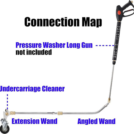 M MINGLE 13’’ Pressure Washer Undercarriage Cleaner with 2 Extension Wands