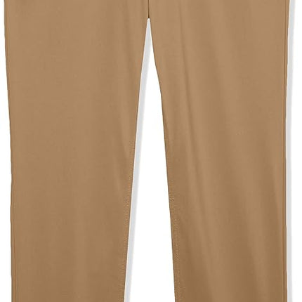 Izod Boys' School Uniform Twill Pants, Flat Front & Comfortable Waistband with 5 Pockets, Burnished Khaki 5-Pocket, 14 Husky