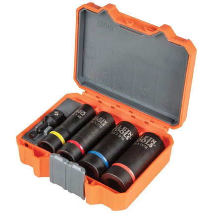 Klein Tools 66012 2-in-1 Impact Socket with 12-Point Deep Sockets, Coaxial Spring Loaded in 5/8- and 7/16-Inch Sizes