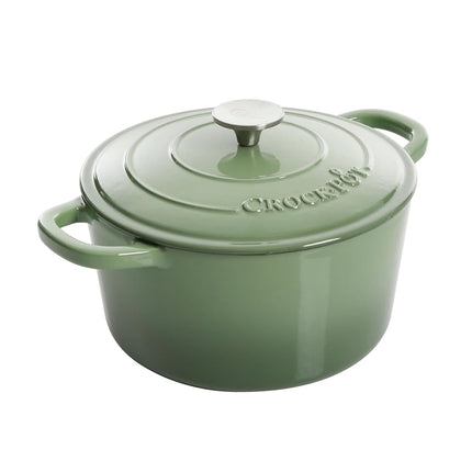 Olla de hierro fundido esmaltado redonda Crock-Pot Artisan, 4,7 litros, Verde Pistacho
