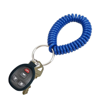 Lucky Line 2” Diameter Spiral Wrist Coil with Steel Key Ring, Flexible Wrist Band Key Chain Bracelet, Stretches to 12” Assorted Colors, 25 Pack (41075)