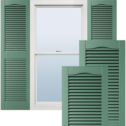 Ekena Millwork Lifetime Vinyl LL1S14X03600FG Standard Cathedral Top Center Mullion, Open Louver Vinyl Shutters, w/Installation Shutter-Lok's & Matching Screws (Per Pair), 14 1/2"W x 36"H, Forest Green