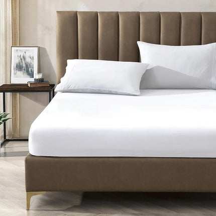 CELINE LINEN 4-Piece Bed Sheet Set with Deep Pockets, Queen White