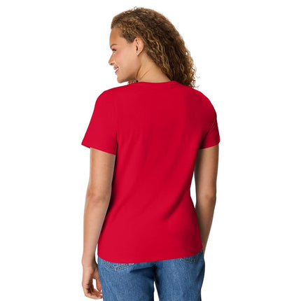 Hanes Women’s Perfect-T Short Sleeve V-Neck T-Shirt, Deep Red, X-Large