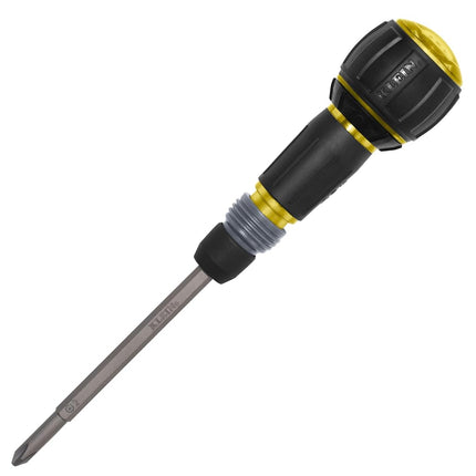 Klein Tools 32960ARCHT Ratcheting Fastbit Tru-Grip Screwdriver, Ratcheting Ball-Style Handle with Quick-Release Collar, #2 Phillips and 6 mm Slotted Double-Ended Bit, 1/4-Inch Bit Compatible