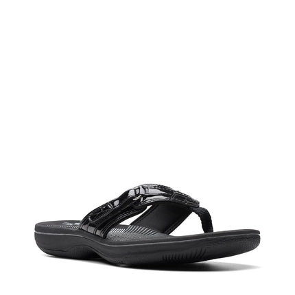 Clarks Women's Breeze Sea Flip-Flop, Black Patent, 2.5 UK