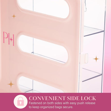Paris Hilton 4-Slot Storage Bag Organizer, Multipurpose Kitchen Drawer and Wall-Mounted Organizer for Gallon, Quart, Sandwich and Snack Bags, Pink