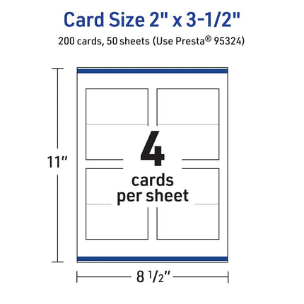 Avery Printable Rectangle Tent Cards with Sure Feed Technology, 2" x 3.5", Glossy White Cardstock, Print-to-the-Edge, Laser/Inkjet, 200 Total, Great for Table Talkers, Promotional Signs, and More