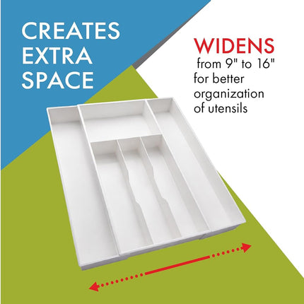 Dial Industries Expand-A-Drawer Cutlery Tray, White, Standard
