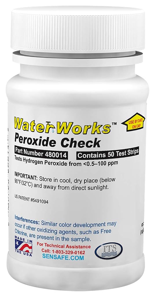 Industrial Test Systems Water Works Peroxide Check - Peroxide Test Strips 0-100 ppm | 50 Tests Per Bottle