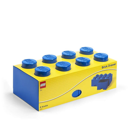Lego Brick Drawer, 8 Knobs, 2 Drawers, Stackable Storage Box, Bright Blue
