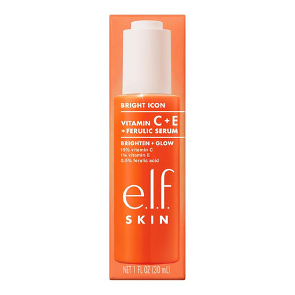 e.l.f. SKIN Bright Icon Vitamin C + E + Ferulic Serum, Brightening & Soothing Face Serum, Helps Even Skin Tone, Vegan & Cruelty-Free, 1 fl oz
