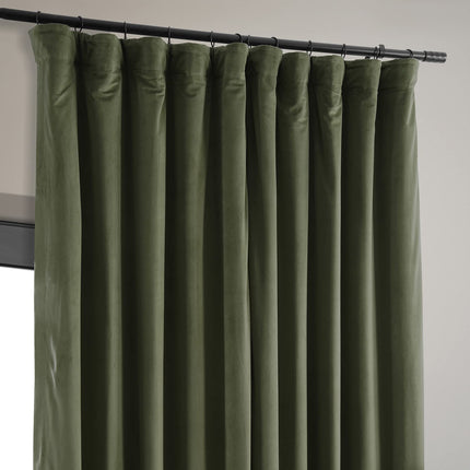 HPD Half Price Drapes Extra Wide Signature Blackout Velvet Curtains 96 Inch Long 1 Panel, 4-Pass Hotel Blackout Lined Window Curtains Thermal Blackout Curtains for Bedroom 100W x 96L, Hunter Green