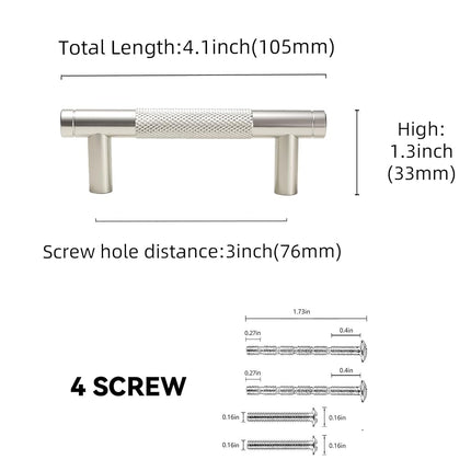 BUKOBYHE 10 Pack 3Inch Brushed Satin Nickel Kitchen Cabinet Handles Knurled Cabinet Pulls Drawer Pulls Kitchen Hardware