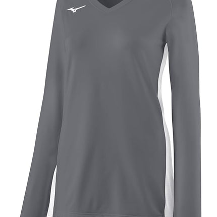 Mizuno Youth Girl's Spike Long Sleeve Volleyball Jersey, Shade-White, Medium