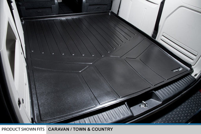SMARTLINER All Weather Cargo Trunk Liner Floor Mat Behind 2nd Row Seat Black for 2008-2019 Grand Caravan/Town & Country