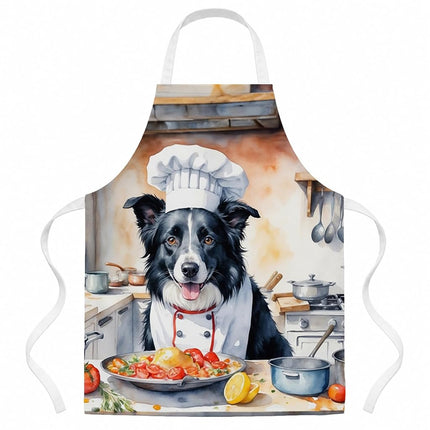 Caroline's Treasures Border Collie The Chef Apron Cooking Kitchen Server Baking Crafts Gardening for Adult Women Men, Unisex, Large, Multicolor