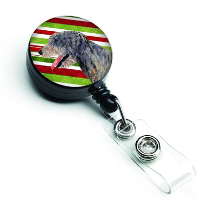 Caroline's Treasures Irish Wolfhound Candy Cane Christmas Retractable Badge Reel, Multicolor (SS4575BR)