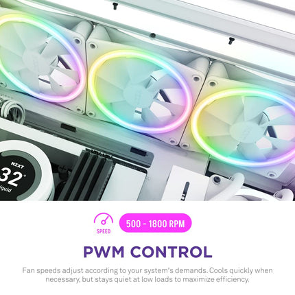 NZXT F120 RGB Duo Triple Pack - 3x 120mm RGB Fans + Hub - White