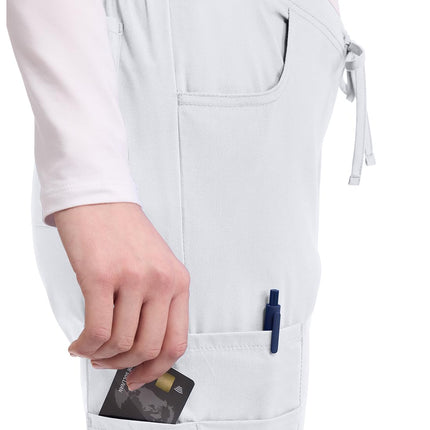 Dickies Womens 86206 Signature - Pantalón cargo médico con cordón de ajuste a mitad de tiro - Blanco - XXS Petite