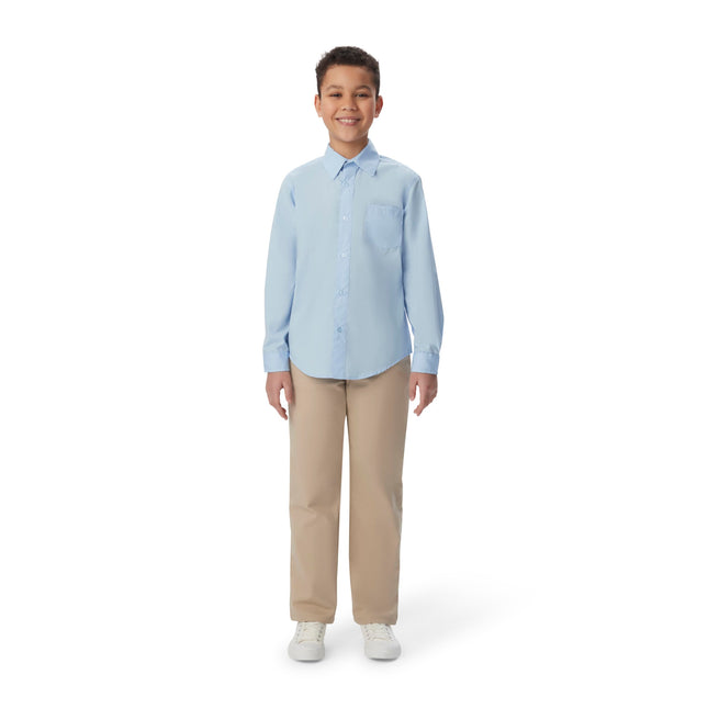 French Toast Boys' Long Sleeve Classic Dress Shirt (Standard & Husky), Yellow, Medium