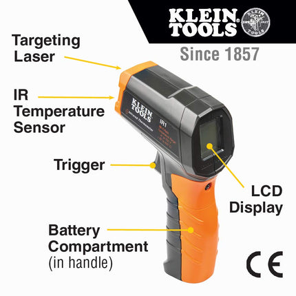 Klein Tools 80067 Kit de prueba eléctrica con termómetro digital IR, multímetro, probador de voltaje sin contacto tipo pluma y probador de receptáculos, 4 piezas