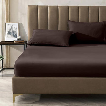 Celine Linen 3-Piece Bed Sheet Set with Deep Pockets, Twin Chocolate Brown