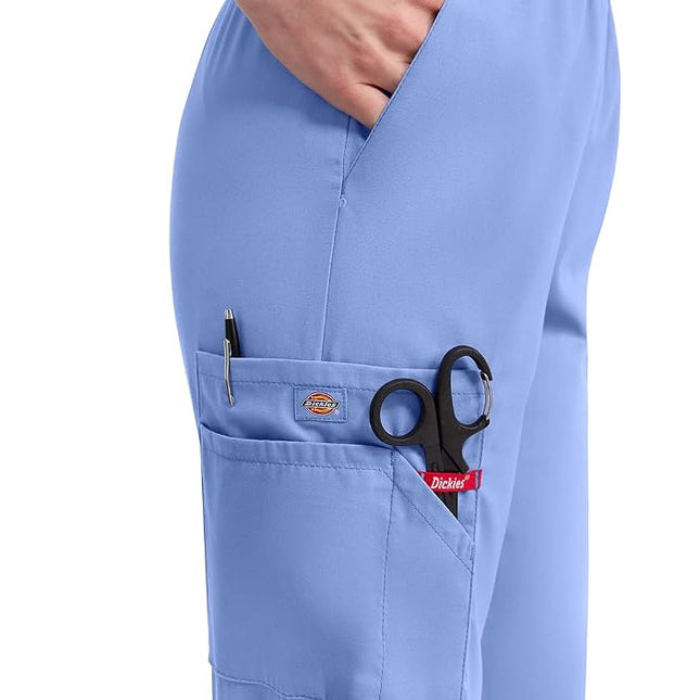 Dickies EDS Signature Women Scrubs Pant Natural Rise Tapered Leg Pull-on 86106, Ceil Blue, S Tall
