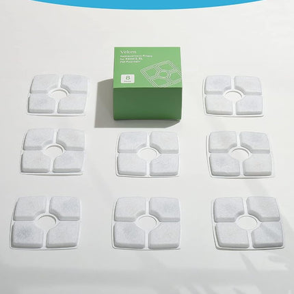 Veken 8 filtros de repuesto para fuente automática de agua para mascotas, fuente de agua para gatos, dispensador de agua para perros