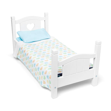 Melissa & Doug Mine to Love Wooden Play Bed for Dolls, Stuffed Animals - White (8.7�H x 9.1�W x 20.7�L Assembled)