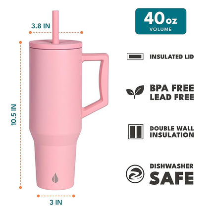 Elemental Spill Proof 40oz Insulated Tumbler with Handle & Straw Travel Mug