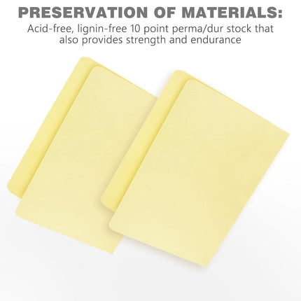 Lineco Archival File Folders, 9.5"x11.75" with Full Cut Tab, Pack of 25