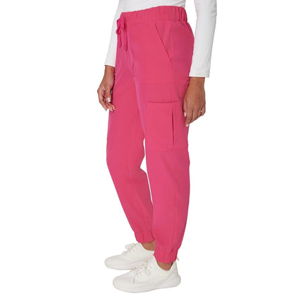 Hanes Women's Cargo, Healthcare Scrub Joggers, Moisture Wicking Medical Pants, Fuchsia Pink, S