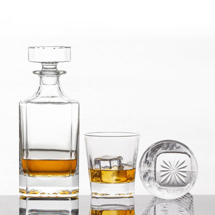 Square 25Oz Whiskey Liquor Decanter Set With 2 Glasses in Box,Decanter Set for Scotch Liquor,Whiskey Wine Decanter Suit for Men and Women Father Coworkers Lovers
