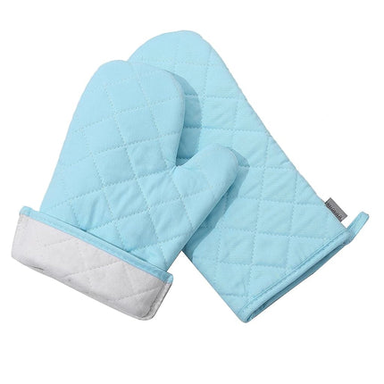 M MIAOYAN Oven Mitts and Pot Holders 4 pcs Set,High Heat Resistant 500 Degree Extra Thicken Long Kitchen Cotton Oven Glove for Cooking (12 Inch,Light Blue)