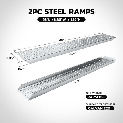 DNA MOTORING A3 Steel Versatile Loading Ramp for Hand Truck, Bicycle, Motorcycle, ATV & More, 880 pounds Each Pair Capacity, TOOLS-00466