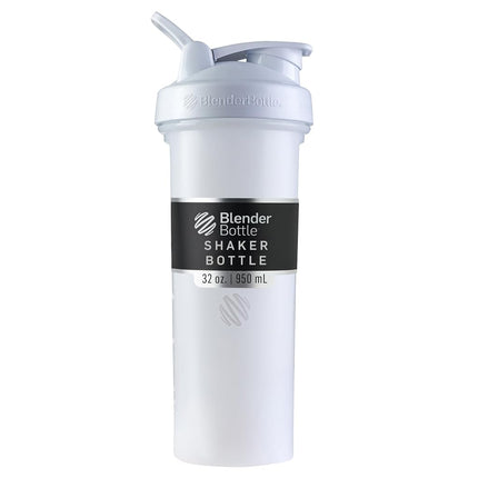 BlenderBottle Classic V2 Bouteille Shaker Parfaite pour les Shakes Protéinés et les Boissons Pré-Entraînement, 946 ml, Blanc