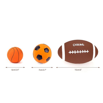 Chiwava 2 Pack 6" Squeaky Latex Dog Toy Balls Football Rugby Fetch Interactive Toy for Medium Large Dogs