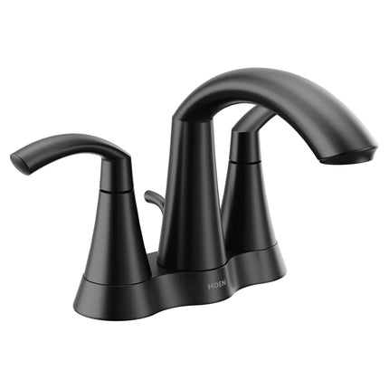 Moen 6172BL Glyde Grifo de Baño Centerset de Arco Alto de Dos Manijas, Negro Mate