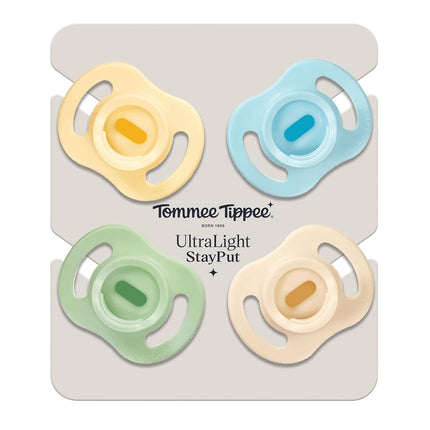 Tommee Tippee Ultra-Light StayPut Dummy 0-6m Silicone Pack of 4