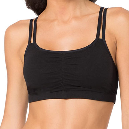 Sujetador deportivo de algodón con tirantes finos para mujer Fruit of the Loom, paquete de 3 en colores de moda, camuflaje moderno pequeño/blanco/negro, 34