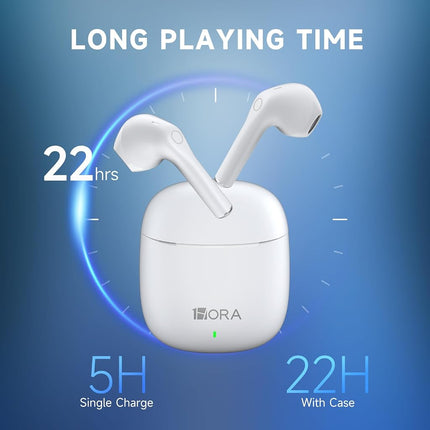 1 Hora Wireless Earbuds Bluetooth 5.3, Sports Headphones Deep Bass, in-Ear Earphones with Charging Case, Premium Sound Compatible for iPhone, Android Smartphone, Tablet, Laptop