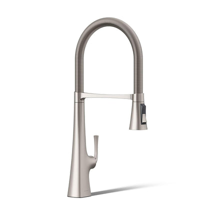 Kohler 22060-VS Graze Commercial, 3 Function Tall Semi-pro Kitchen Sink Faucet with Pull Down Sprayer, Vibrant Stainless
