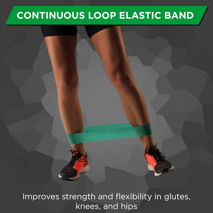 Banda de Resistencia THERABAND Loop, Banda Profesional de Látex para Pilates, Crossfit, Yoga, Estiramientos, Fisioterapia, Entrenamiento de Fuerza sin Pesas, 45.5cm, Verde, Fuerte, Nivel Intermedio 1, Paquete de 10