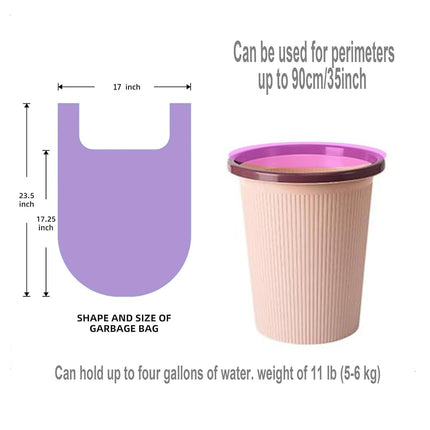 4 GALLON Bathroom Trash Bags Purple, 300 Counts Garbage Bags for Office, Bathroom Wastebasket Waste Bin Black Portable Rubbish Bags