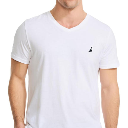 Nautica Men's J-Class Logo V-Neck T-Shirt, White, 