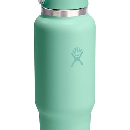 Hydro Flask Travel Water Bottle - Insulated Stainless Steel - Wide Straw Lid, Non Spill, Leakproof in 40 Oz Mermaid Green