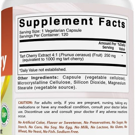 Best Naturals Tart Cherry Extract 1000 mg 120 Capsules (120 Count (Pack of 2))