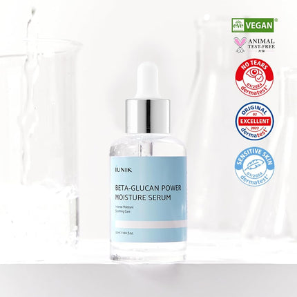 IUNIK Beta-Glucan Power Deep Moisture Vegan Serum 400,000 ppm Intense Hydration Mushroom Yeast Extracts Naturally-derived - Dry Mature Sagging Sensitive Skin Cell Regenerating Lifting Korean Skincare